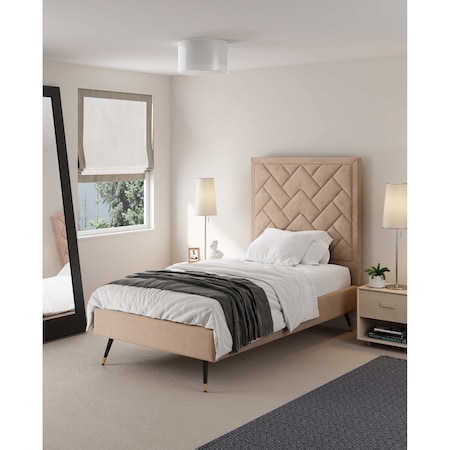 Manhattan Comfort Crosby Twin-Size Bed in Nude BD009-TW-ND
